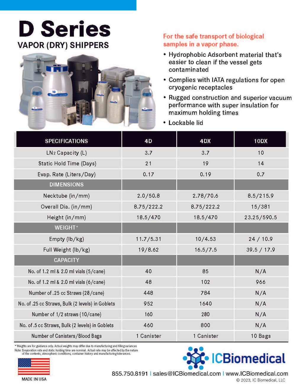 Vapor Dry Shipper D Series
