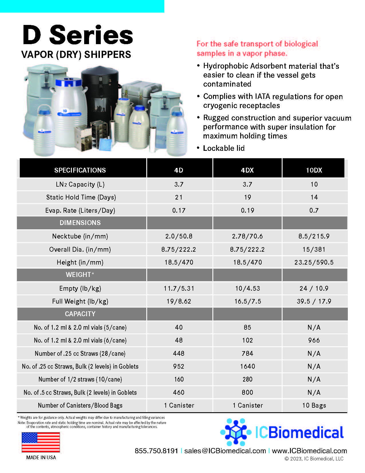 Vapor Dry Shipper D Series